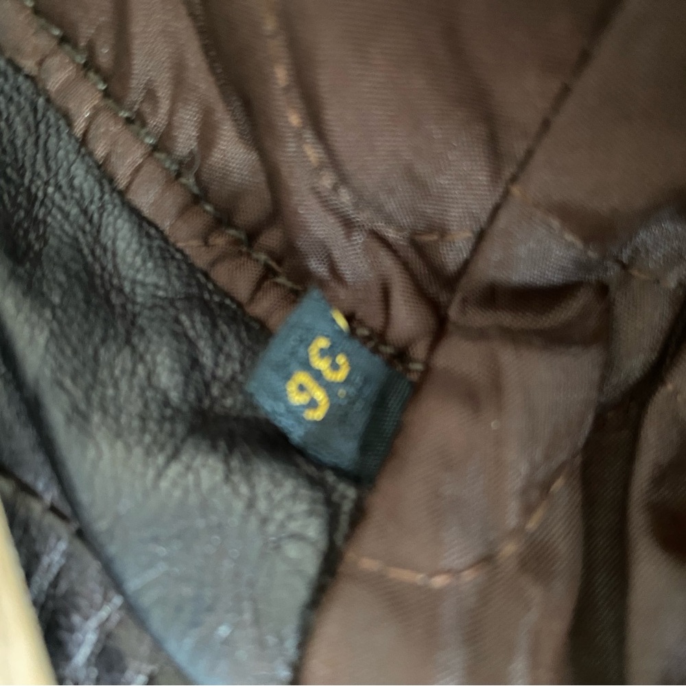 Brown Leather Bomber Jacket with Quilted Interior - Picture 4 of 6